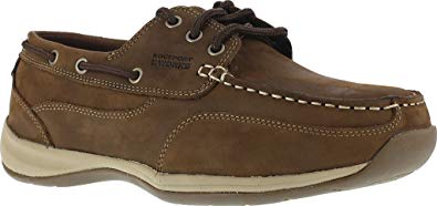 Rockport Womens Brown Leather Casual Boat Shoes Sailing Club Steel Toe