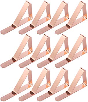 Anladia 12PCS 20PCS Tablecloth Clips Stainless Steel Table Cover Clamps Table Cloth Holders (12PCS, Rose Gold)