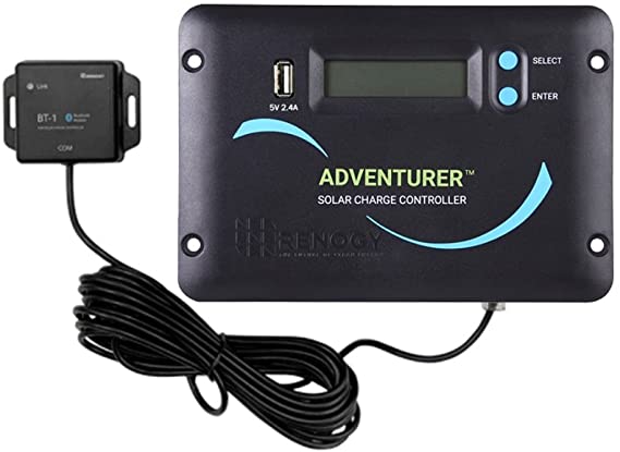 Renogy Adventurer Li 30A 12V/24V Negative Ground PWM Flush Mount Charge Controller w/ LCD Display with Bluetooth Module, Compatible with Sealed, Gel, Flooded and Lithium Batteries