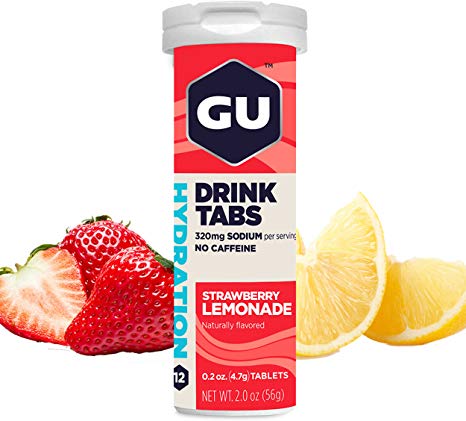 GU Energy Hydration Electrolyte Drink Tablets, Strawberry Lemonade, 4-Count