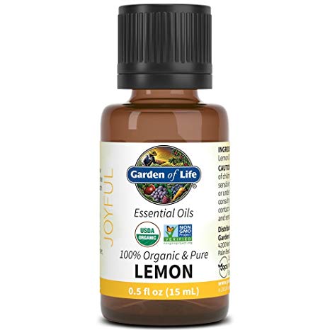 Garden of Life Essential Oil, Lemon 0.5 fl oz (15 mL), 100% USDA Organic & Pure, Clean, Undiluted & Non-GMO - for Diffuser, Aromatherapy, Meditation - Joyful, Aromatic, Calming, Refreshing