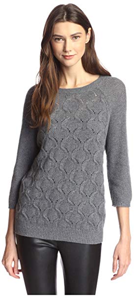 James & Erin Women's Boat Neck Cable Cashmere Sweater