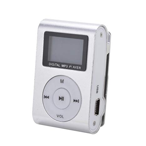 Eastvita Silver Mini MP3 Player Clip USB FM Radio LCD Screen Support for 32GB Micro SD