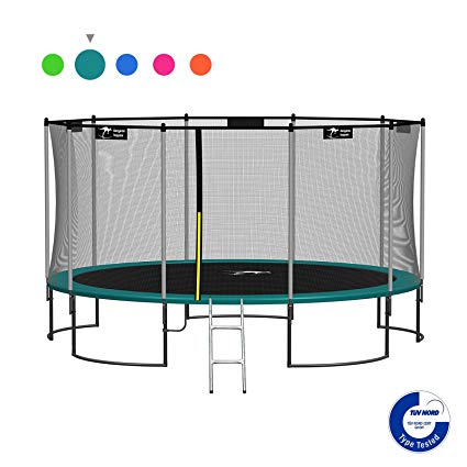 Kangaroo Hoppers Round Trampoline with Enclosure net, Jumping Mat, Ladder and Spring Cover Padding, 15FT and 12 FT Available, Multiple Color Choices, TUV and ASTM Tested