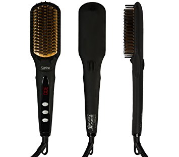 Sterline Professional Electronic Hair Brush Straightener for Hair Straightening, Comb Straightener, 450F Max, Black / Gold