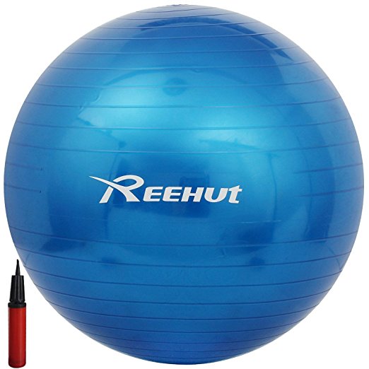 Reehut Anti-Burst Core Exercise Ball for Yoga, Balance, Workout, Fitness w/ Pump - 45cm 55cm 65cm 75cm 85cm