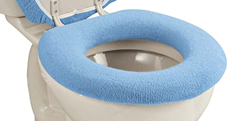 Miles Kimball Elastic Cushioned Toilet Seat Cover Universal Fit Blue