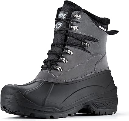 FREE SOLDIER Mens Snow Boots Warm Fleece Lining Winter Ski Shoes Waterproof Insulated Booties