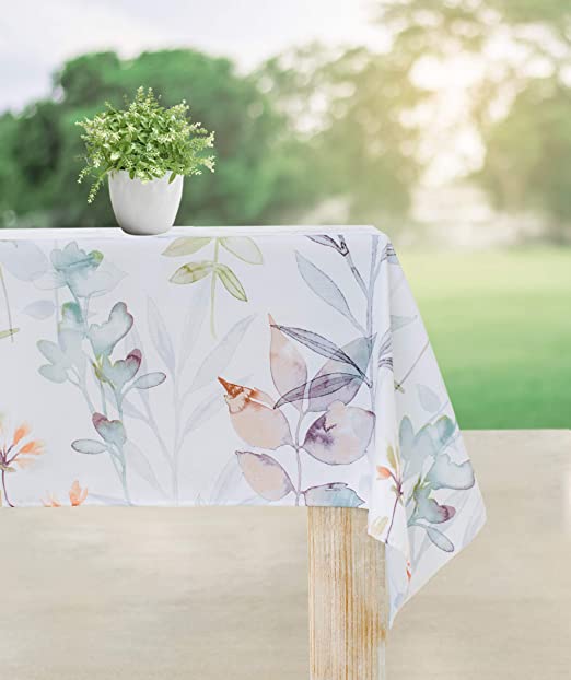 Benson Mills Indoor Outdoor Spillproof Tablecloth for Spring/Summer/Party/Picnic (Botanica, 70" Round with Umbrella Hole)