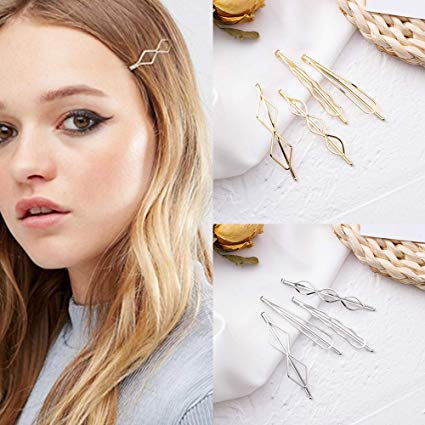 8 Pcs Metal Geometric Hair Pins Minimalist Dainty Triangle Rhombus Hair Clip Clamps Accessories Barrettes Bobby Pin for Hair Styling Jewelry(Gold and Silver)
