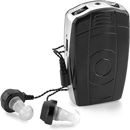 Digital Personal Sound and Voice Amplifier - Pocket Sound by MEDca with Single Ear and Double Ear Headphone Earbuds with Microphones The Best Hearing for Adults or Listening Device