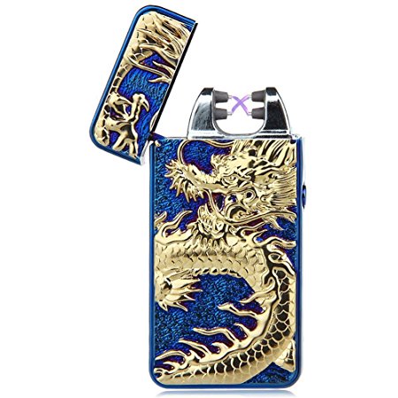 Kivors® Windproof Electronic Pulse Double Arc Lighter USB Cigarette Lighter Rechargeable Flameless Arc Cigar Lighter No Gas Mini Pocket Ignition Lighter for Men Best Present
