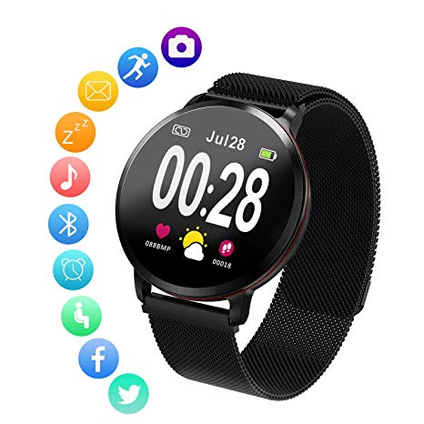 Smart Watch, Bluetooth Smart watch for Women Men, Support Sport calorie Counter/Heart Rate/Blood Pressure/Sleep Monitor/Music and camera remote control, Compatible with Android and IOS.