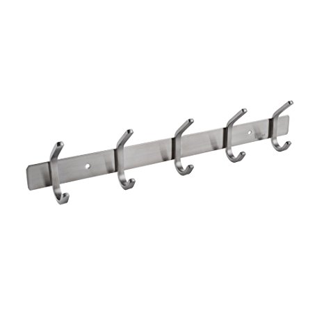 KES Bathroom Towel Rail/Rack with 5 Scroll Hooks Wall Mount SUS304 Stainless Steel, BRUSHED FINISH