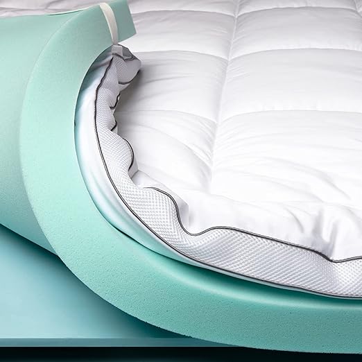 ViscoSoft 3 Inch Pillow Top Memory Foam Mattress Topper Twin - Made in USA - Serene Lux Dual Layer Mattress Pad