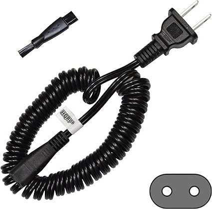 HQRP AC Power Cord IEC-C1 to NEMA 1-15P Shaver Lead Mains Cable   HQRP Cleaning Brush