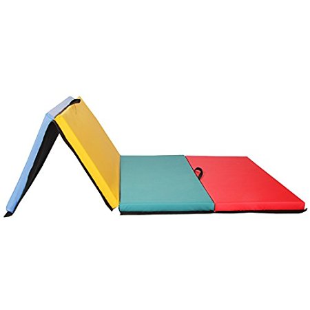 4'x8x2" Thick Folding Panel Gymnastics Mat Gym Fitness Exercise Multicolor