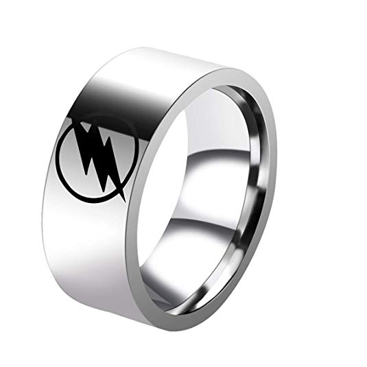 ATDMEI Lightning The Flash Ring for Men Women Stainless Steel Wide 8mm Size 6-12 Jewelry with Gifts Box