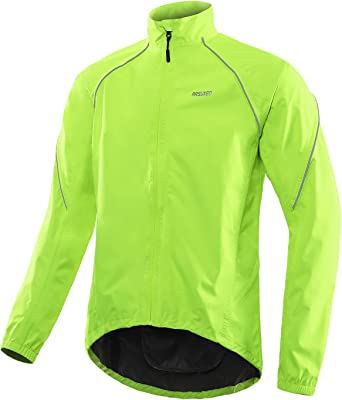 ARSUXEO Waterproof Running Cycling Jacket for Men Breathable Bike Rain Jacket Bicycle Coat Clothing Windbreaker