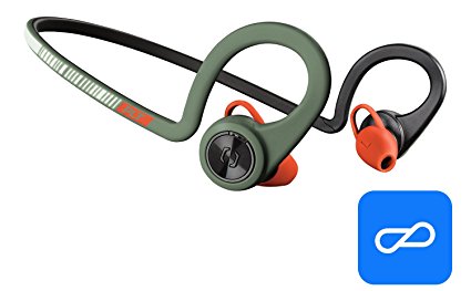 Plantronics BackBeat FIT Training Edition Sport Earbuds, Waterproof Wireless Headphones, Access to Interactive Audio Coaching from the PEAR Personal Coach App, Stealth Green