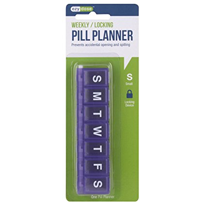 7-Day Secure Pill Organizer - Ezy Dose Weekly Locking Pill Planner (Small)