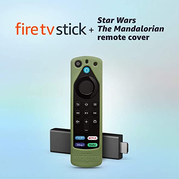 Fire TV Stick (3rd Gen) with Alexa Voice Remote (includes TV controls)   Star Wars The Mandalorian remote cover (Grogu Green)