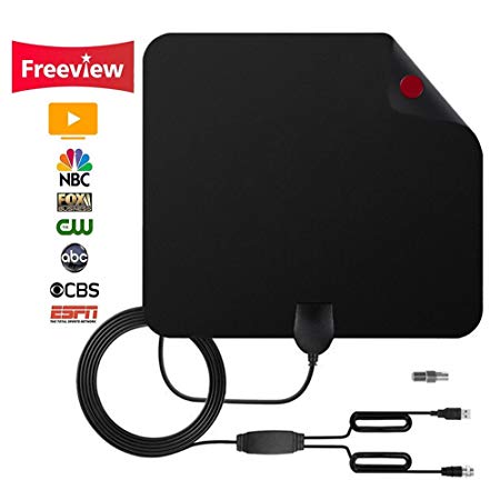 Indoor TV Antenna-80 Miles Digital TV Antenna Freeview 1080P 4K Channels with Detachable Ampliflier Signal Booster - 13ft Coax Cable