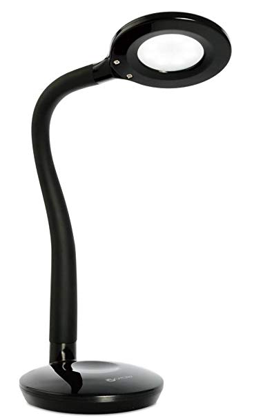 OttLite D59PNB-FFP Soft Touch Flex Led Lamp, Desk Lamp, Space Saving Design, Flexible Adjustment, Dimmable, 10.5" x 5.25" x 11", Black