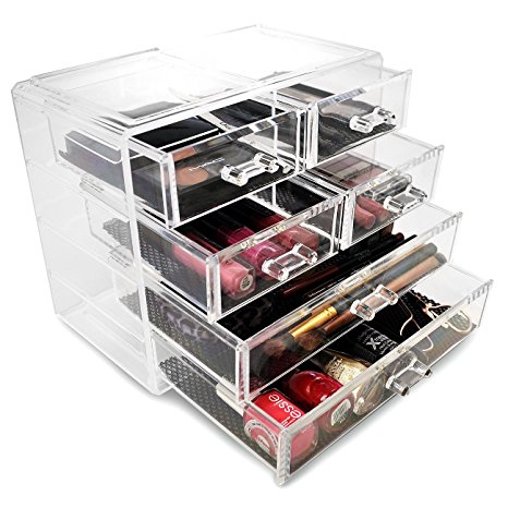 Sorbus® Acrylic Cosmetics Makeup and Jewelry Storage Case Display- 2 Large and 4 Small Drawers Space- Saving, Stylish Acrylic Bathroom Case