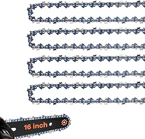 Vastar 4 Pack 16 Inch Chainsaw Chain 3/8" LP Pitch .050'' Gauge 56 Drive Links fits Craftsman, Poulan, Husqvarna, Echo, Greenworks, Ryobi, Homelite and More