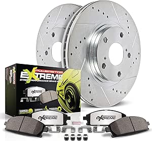 Power Stop K7891-26 Front Z26 Carbon Fiber Brake Pads with Drilled & Slotted Brake Rotors Kit