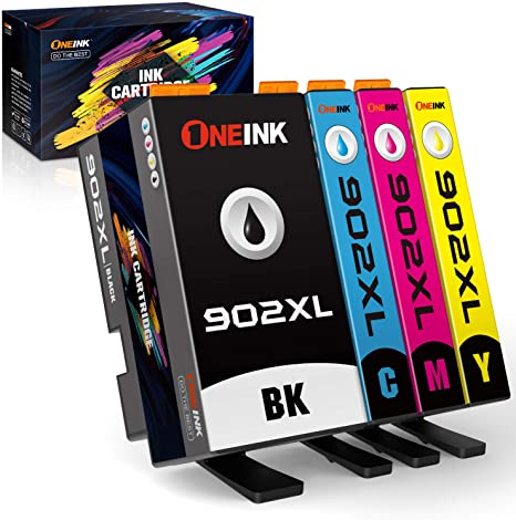 ONEINK Compatible Printer Ink Cartridge Replacement with Upgraded Chip for HP 902 902XL for Officejet Pro 6970 6979 6954 6975 6968 6978 6958 Printers,4-Pack (1 Black, 1 Magenta, 1 Cyan, 1 Yellow)