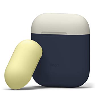 elago AirPods Duo Case [Body-Jean Indigo/Top-Classic White, Yellow] - [Extra Protection] [Hassle Free] - for Apple AirPods