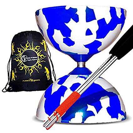 Jester Diabolos   Metal Diabolo Sticks, Diablo String & Travel Bag!(Blue/White)