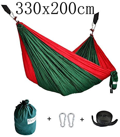 Double Nest Parachute Camping Hammock with Tree Straps by Cutequeen For Travel Camping,Backpacking,Kayaking
