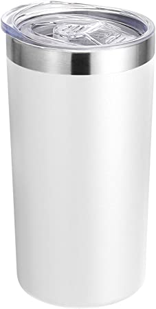 DOMICARE 12oz Tumbler with Lid, Stainless Steel Insulated Coffee Travel Mug, Skinny Tumbler Lowball, Double Wall Coffee Cup for Coffee, Tea and Beverages（1 Pack, White）