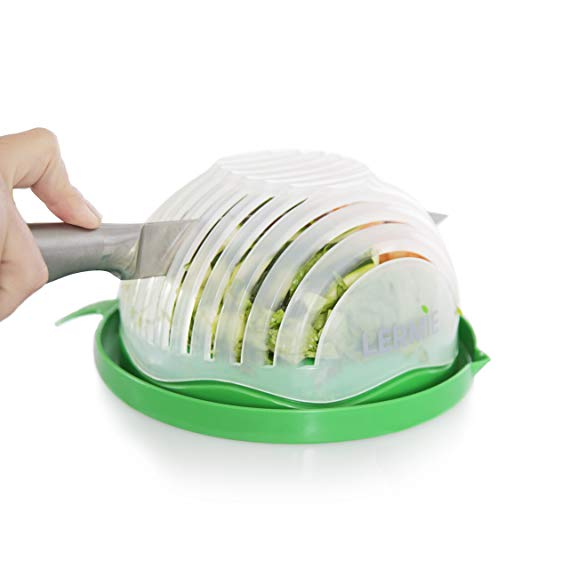 Lermie Salad Cutter Bowl: 60 Second Salad Maker, Easy And Fast Vegetable Chopper And Slicer For Veggies, Lettuce And Fruit, Cutting Board, Strainer And Dicer All-In-1, Dishwasher Safe – BPA Free