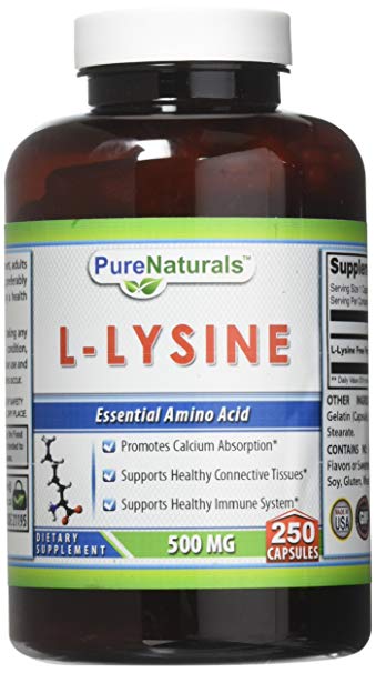 Pure Naturals L-Lysine Caps, 500 mg, 250 Count