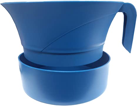 PaperlessKitchen Meat Strainer Heat Resistant Plastic Ground Beef Grease Easy Colander - Serves Up to 3lbs of Meat, Pasta, Vegetables & Jellies - 3 Pcs Set (Blue)