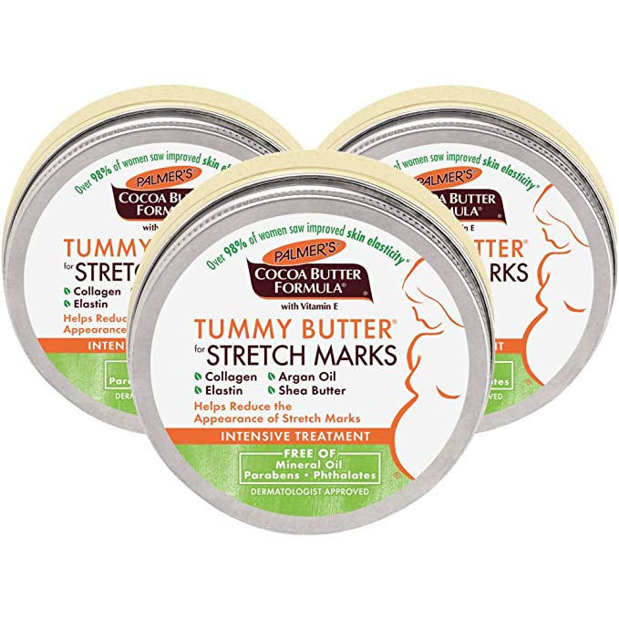 Palmer's Cocoa Butter Formula Tummy Butter Balm for Stretch Marks and Pregnancy Skin Care, 4.4 Ounces (Pack of 3)