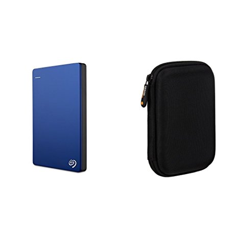 Seagate Backup Plus Slim 1TB Portable External Hard Drive USB 3.0, Blue (STDR1000102)   AmazonBasics External Hard Drive Case