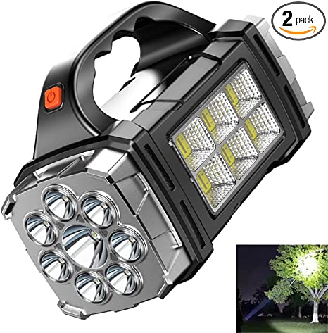 GBSELL 100,000 Lumens Brightest Outdoor Flashlight,LED Flashlight 9pcs LED Light,Rechargeable Powerful Torch Long Throw Up to 500 Meters (Silver)