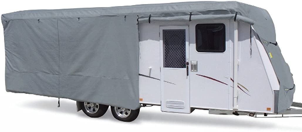 Summates Travel Trailer Cover RV Cover,Color Gray,Beige,160g SSFS 4 Layer Polypropylene Fabric,fits Most Sizes (Gray, 14 - 16 Feet)