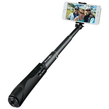 Bluetooth Selfie Stick, BlitzWolf Built-in Remote Shutter Self-Portrait Extendable Wireless Monopod with Zoom and Camera Switching Button for iPhone SE/7/7 Plus/6S Plus/6S/6/5S/5C/5, Samsung Galaxy S5/S6/S6 Edge, Note4/5, LG G2/3, HTC, Sony, Moto and 3.5''-6'' Smartphone (Black)