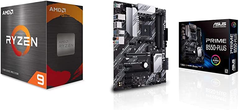 AMD Ryzen 9 5900X 12-core, 24-Thread Unlocked Desktop Processor & ASUS Prime B550-PLUS AMD AM4 Zen 3 Ryzen 5000 & 3rd Gen Ryzen ATX Motherboard