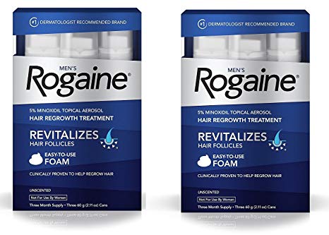 Men's Rogaine Hair Loss & Hair Thinning Treatment Minoxidil Foam, Six Month Supply