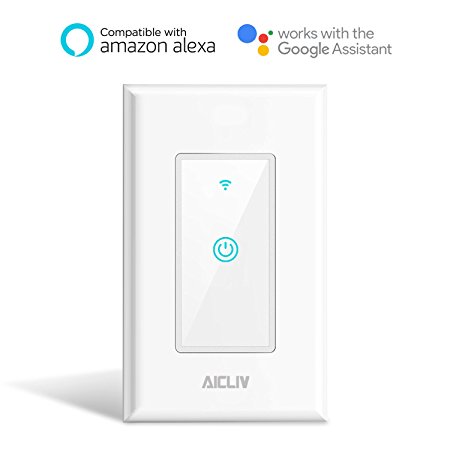 Smart Switch, Aicliv WiFi Light Switch Works with Amazon Alexa and Google Home, Requires Neutral Wire, Easy In-Wall Installation, Control Light Remotely via App, No Hub Required
