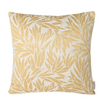 Mika Home Jacquard Bamboo Leaf Pattern Accent Throw Pillow Case Spring Decorative Cushion Cover for 18X18" Inserts Gold Cream