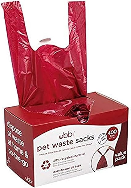 Ubbi Pet Waste Sacks, Lavender Scented Cat Litter Disposal Bags, Leak Proof and Easy Tie, 400 Count