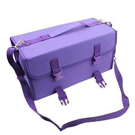 NIUTOP 120 Slots Marker Pen Case Markers Carrying Bag Holder for Primascolor Marker and Copic Sketch Marker, Permanent Paint Marker, Dry Erase Marker, Repair Marker Pen, Color Highlighter (Purple)